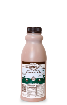 A pint of Monument Farms local chocolate milk.